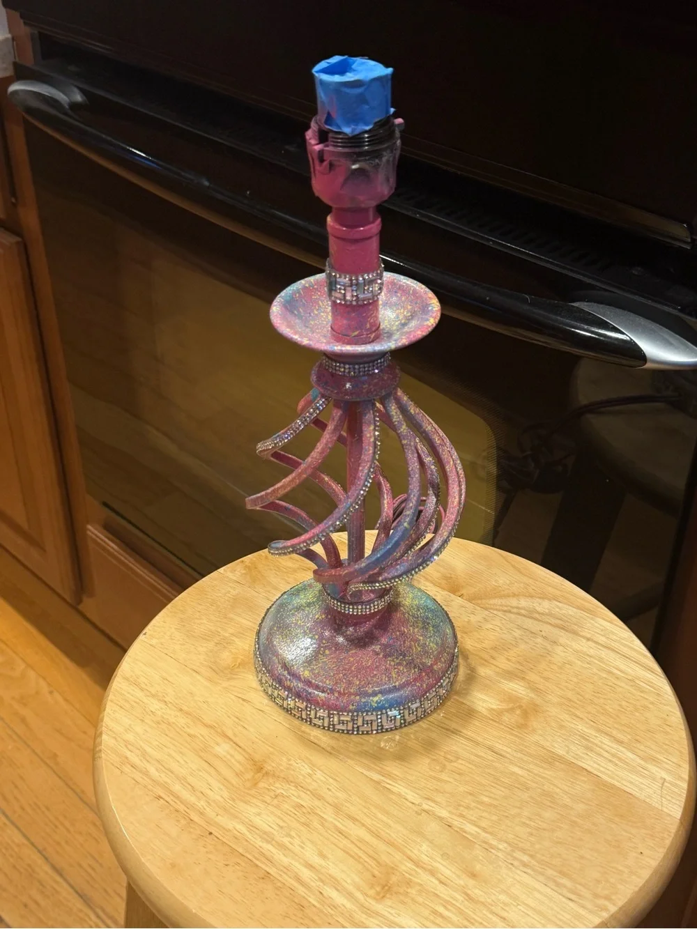 “Rainbow Splash” Swirl Decorative table lamp with rhinestone accents!